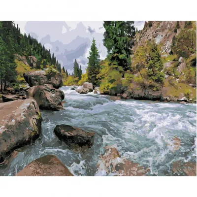 Картина за номерами Річка у лісі 40х50 см VA-2529