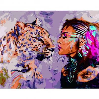 Картина по номерам Девушка с ягуаром 40х50 см VA-2640