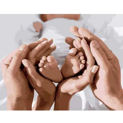 Картина по номерам Маленькие ножки в ладошках 40х50 см VA-2654 Картина по номерам Маленькие ножки в ладошках 40х50 см VA-2654