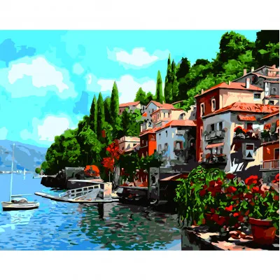 Картина за номерами Будиночки біля води 40х50 см VA-2692