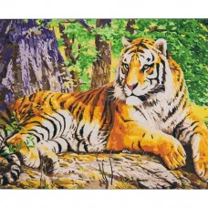 Картина по номерам Strateg Большой тигр на цветном фоне размером 40х50 см (VA-2696)