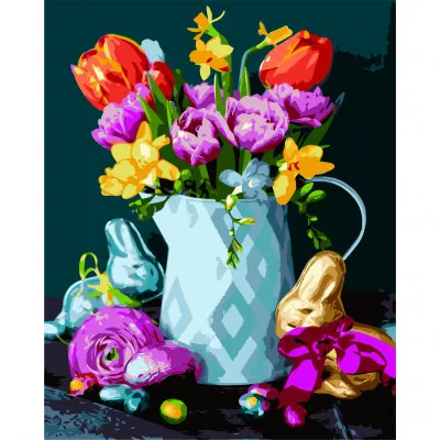 Картина за номерами Квіти на Великдень 40х50 см VA-2733