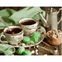 Картина за номерами Кава на двох з макарунами 40х50 см VA-2817