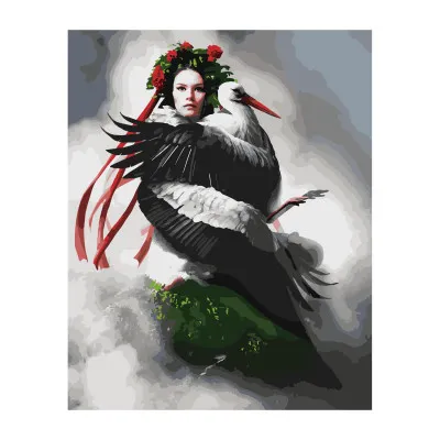 Картина за номерами Дівчина з лелекою 40х50 см VA-2870 Картина за номерами Дівчина з лелекою 40х50 см VA-2870