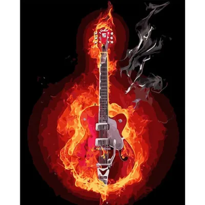 Картина за номерами Гітара у вогні 40х50 см VA-2885
