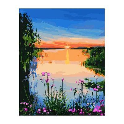 Картина за номерами Захід сонця на озері 40х50 см VA-3078
