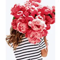 Картина по номерам Девушка с букетом пионов 40х50 см VA-3129