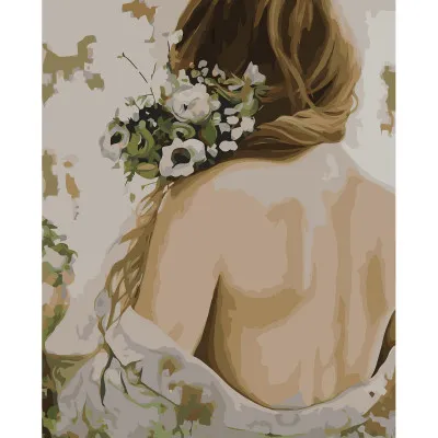 Картина за номерами Дівчина зі світлим букетом 40х50 см VA-3227