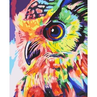 Картина за номерами Strateg ПРЕМІУМ Арт-сова з лаком розміром 40х50 см VA-3719