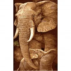 Картина по номерам Strateg ПРЕМИУМ Слонёнок с мамой размером 50х25 см (WW034)