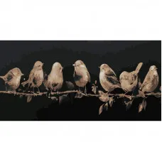 Картина за номерами Strateg ПРЕМІУМ Пташки на гілці Strateg розміром 50х25 см (WW047)