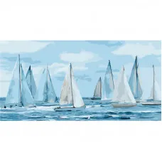 Картина за номерами Strateg ПРЕМІУМ Вітрильники у воді Strateg розміром 50х25 см (WW048)