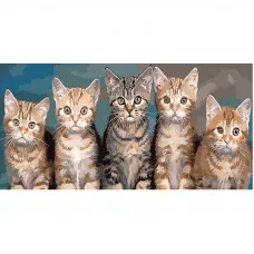 Картина за номерами Strateg ПРЕМІУМ Кошенята Strateg розміром 50х25 см (WW053)