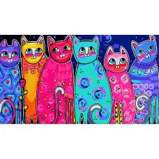 Картина за номерами Strateg Різнокольорові котики розміром 50х25 см (WW182)