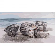 Картина по номерам Strateg Лодки на берегу моря размером 50х25 см (WW183)