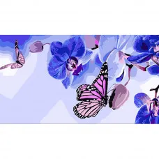 Картина по номерам Strateg Бабочки на орхидеях размером 50х25 см (WW200)