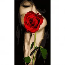 Картина за номерами Strateg Жінка з трояндою розміром 50х25 см (WW210)