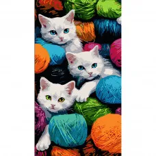 Картина по номерам Strateg Милые котята в нитках размером 50х25 см (WW223)