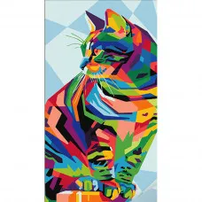 Картина за номерами Strateg Милий кіт у стилі поп-арт розміром 50х25 см (WW228)