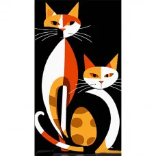 Картина по номерам Strateg Геометрические коты в стиле сюрреализма размером 50х25 см (WW230)