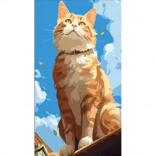 Картина за номерами Strateg Замріяний котик розміром 50х25 см (WW238)
