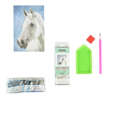 Алмазна мозаїка Strateg ПРЕМІУМ Білий кінь без підрамника розміром 10х15 см (YAB14431) Алмазна мозаїка Strateg ПРЕМІУМ Білий кінь без підрамника розміром 10х15 см (YAB14431)