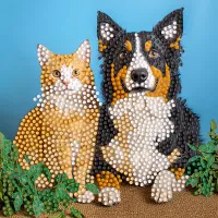 Алмазная мозаика Strateg ПРЕМИУМ Домашние животные на бумажной основе размером 18х18 см (ZAV1818-19)