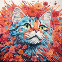 Алмазная мозаика Strateg ПРЕМИУМ Яркий кот на бумажной основе размером 18х18 см (ZAV1818-22)