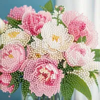 Алмазна мозаїка Strateg ПРЕМІУМ Півонії на паперовій основі розміром 18х18 см (ZAV1818-3)